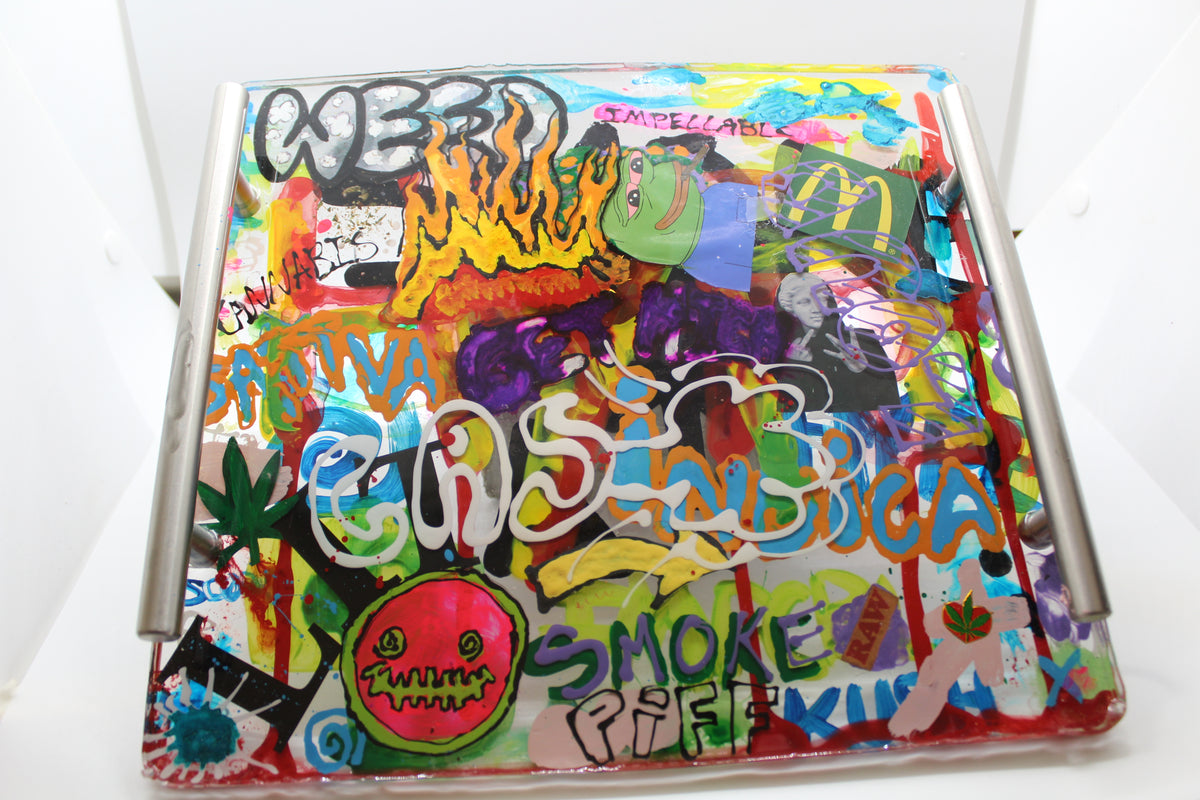 Loud Louie Rolling Tray Made with Resin and digital art on spray painted  tray — Meech Made It