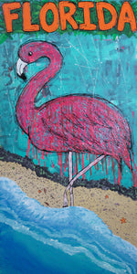 “Flamingo Drip” Painting