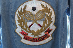 Sequins "Tennis Club" Denim Jacket